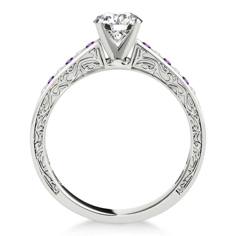 Amethyst & Diamond Twisted  Bridal Set 14k White Gold (0.87ct)