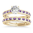 Amethyst & Diamond Twisted  Bridal Set 14k Yellow Gold (0.87ct)