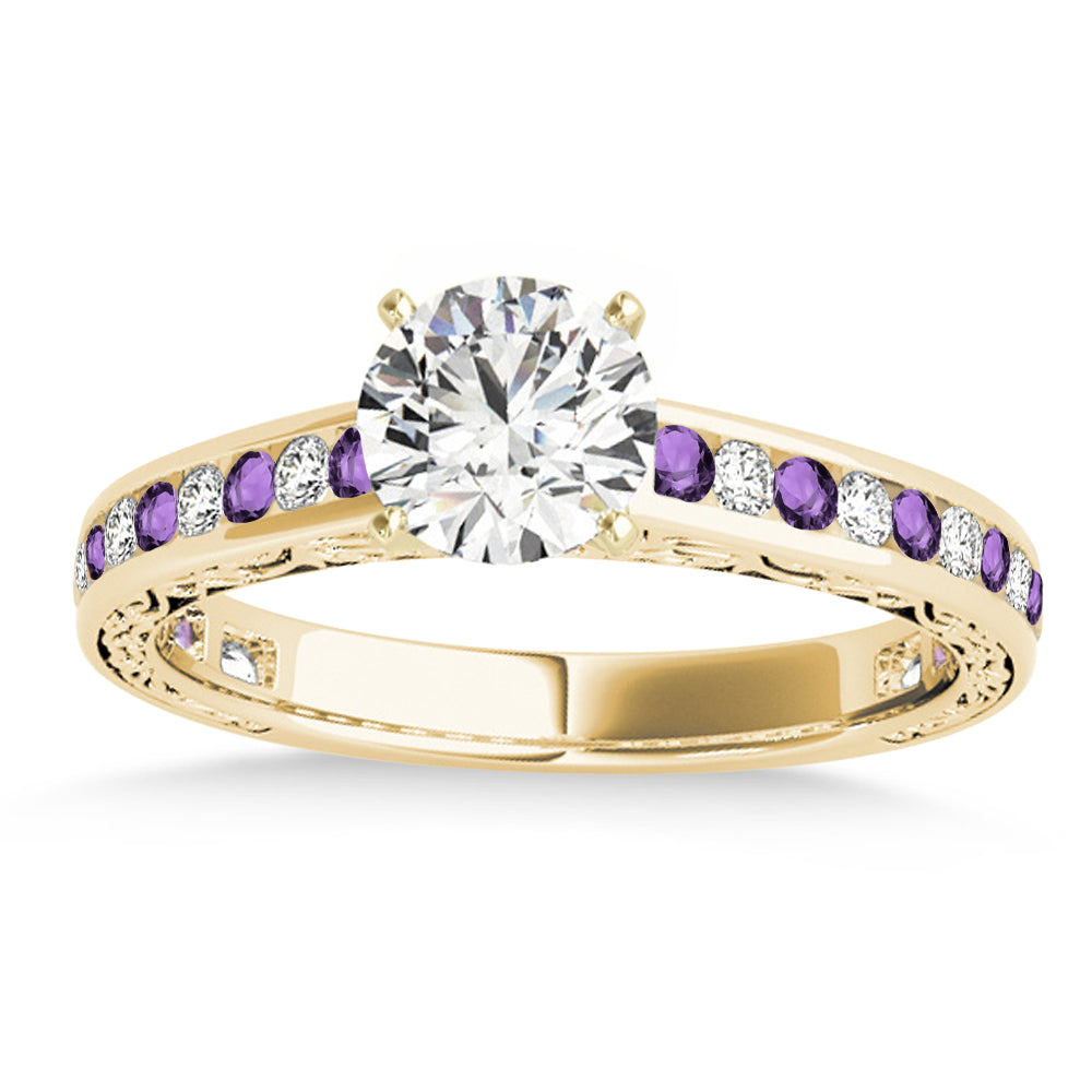 Amethyst & Diamond Twisted  Bridal Set 14k Yellow Gold (0.87ct)
