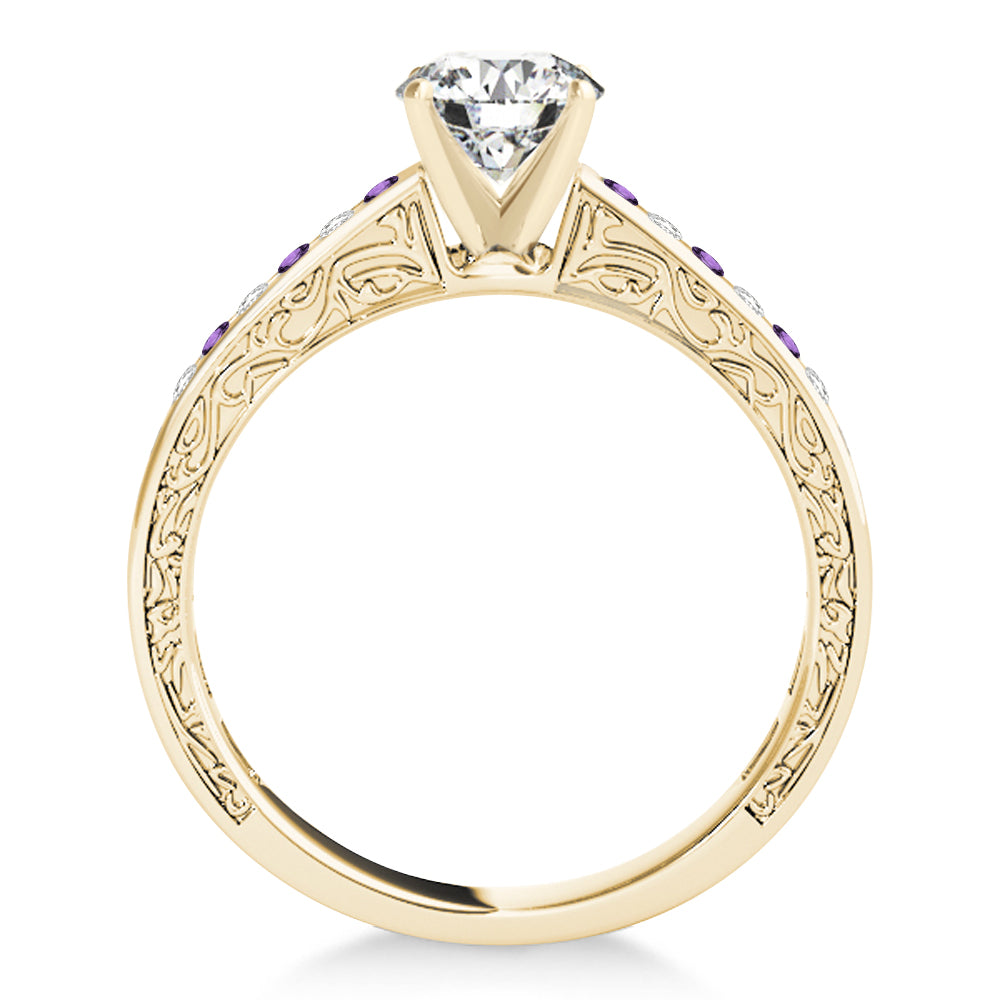 Amethyst & Diamond Twisted  Bridal Set 14k Yellow Gold (0.87ct)