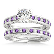Amethyst & Diamond Twisted  Bridal Set 18k White Gold (0.87ct)