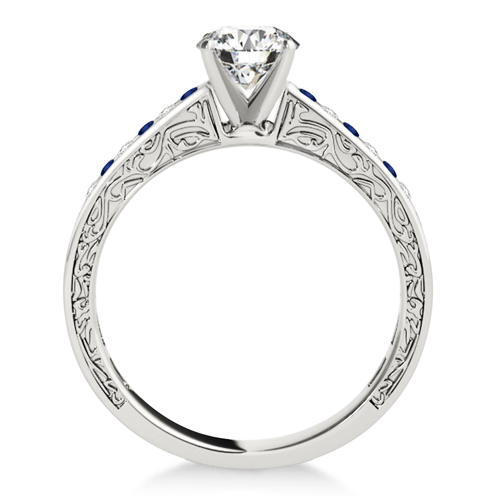 Blue Sapphire & Diamond Twisted Bridal Set 14k White Gold (0.87ct)