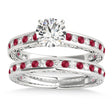Ruby & Diamond Twisted  Bridal Set 18k White Gold (0.87ct)