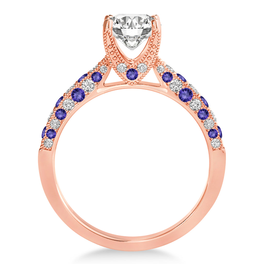 Alternating Diamond & Tanzanite Engravable Engagement Ring in 14k Rose Gold (0.45ct)