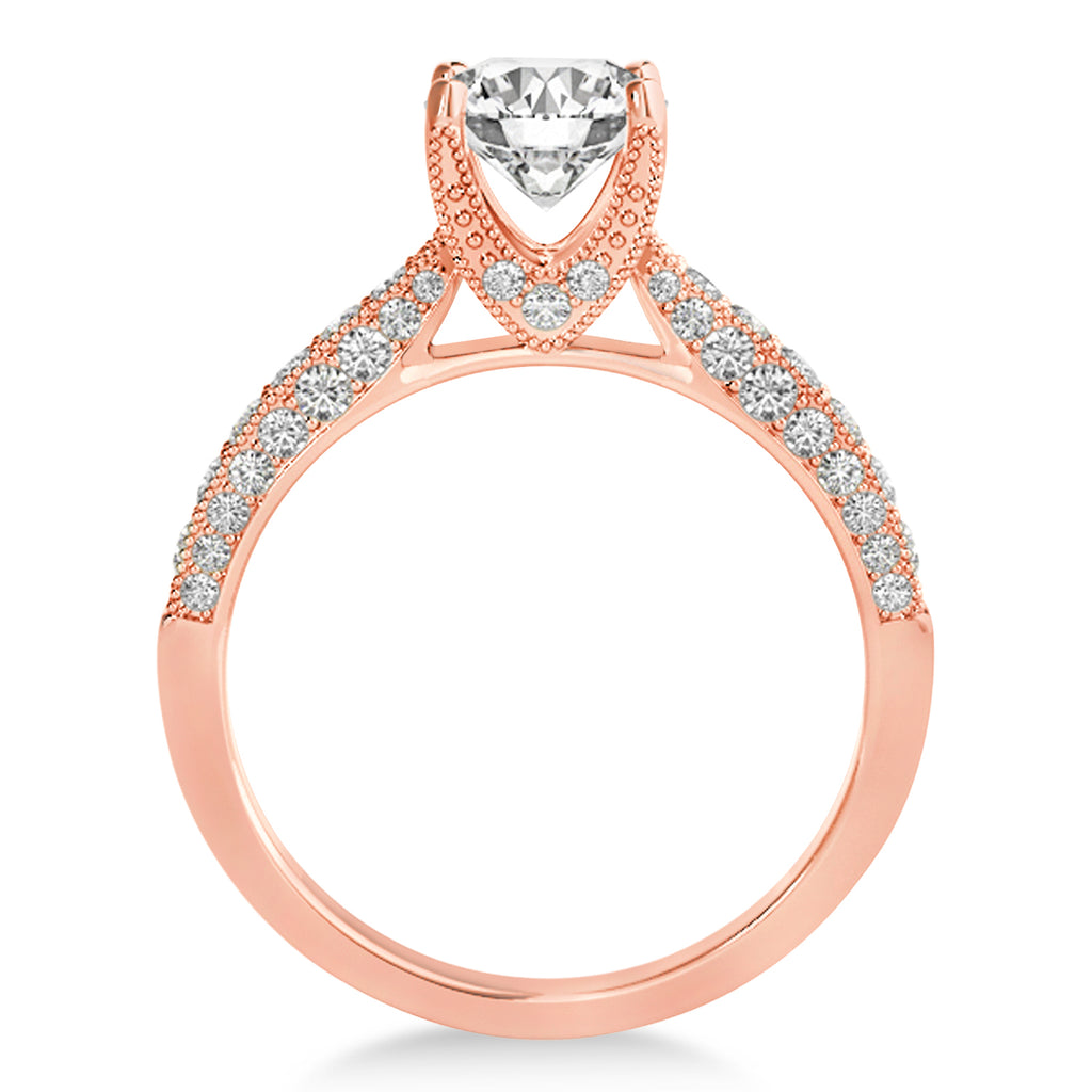 Diamond Engravable Engagement Ring in 14k Rose Gold (0.45ct)