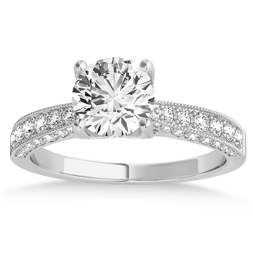 Diamond Engravable Engagement Ring in 14k White Gold (0.45ct)