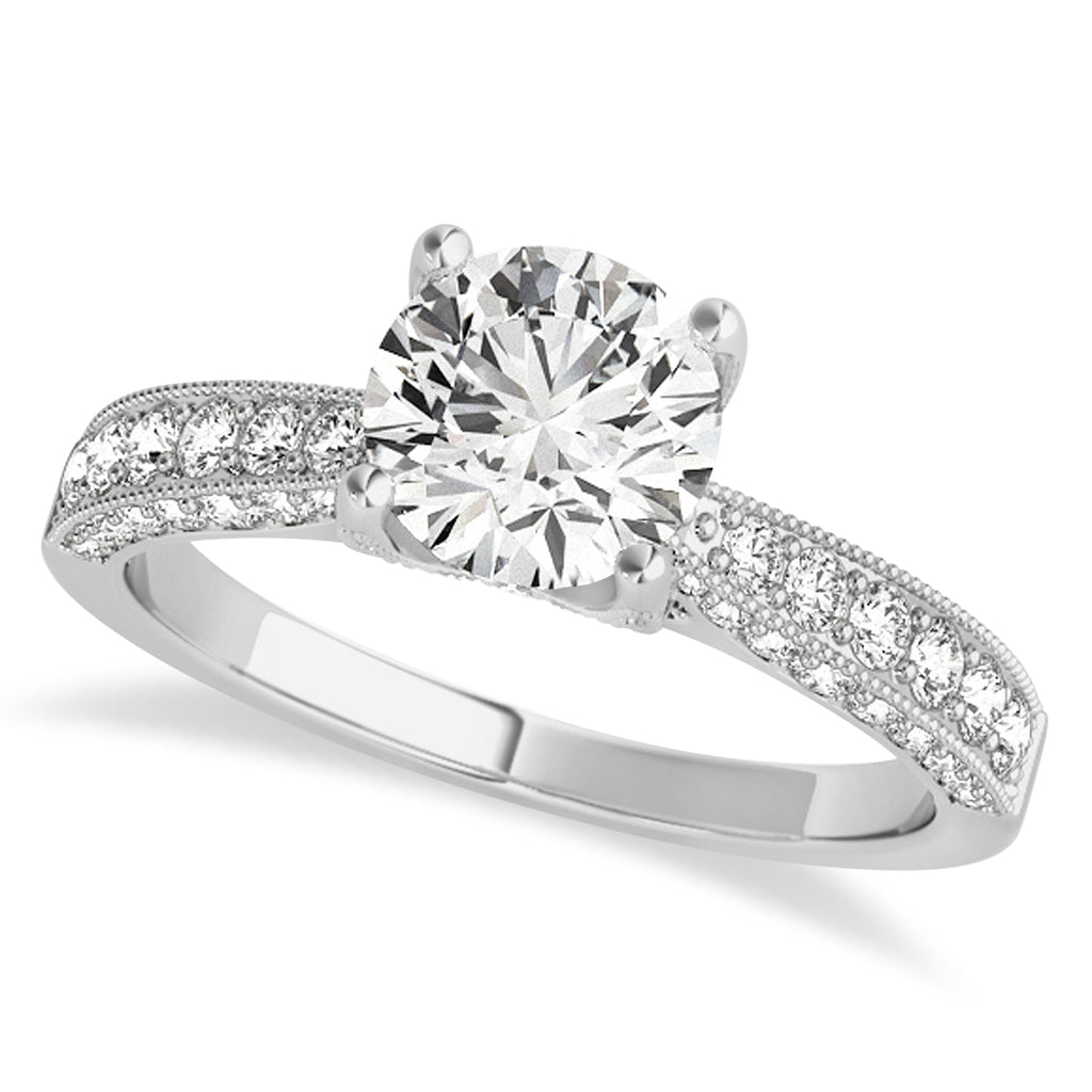 Diamond Engravable Engagement Ring in 14k White Gold (0.45ct)