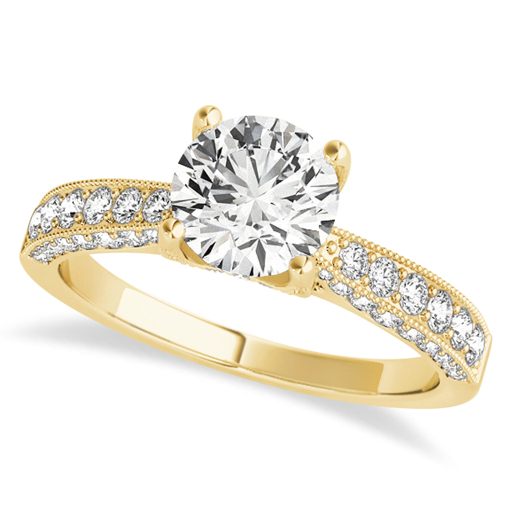 Diamond Engravable Engagement Ring in 14k Yellow Gold (0.45ct)