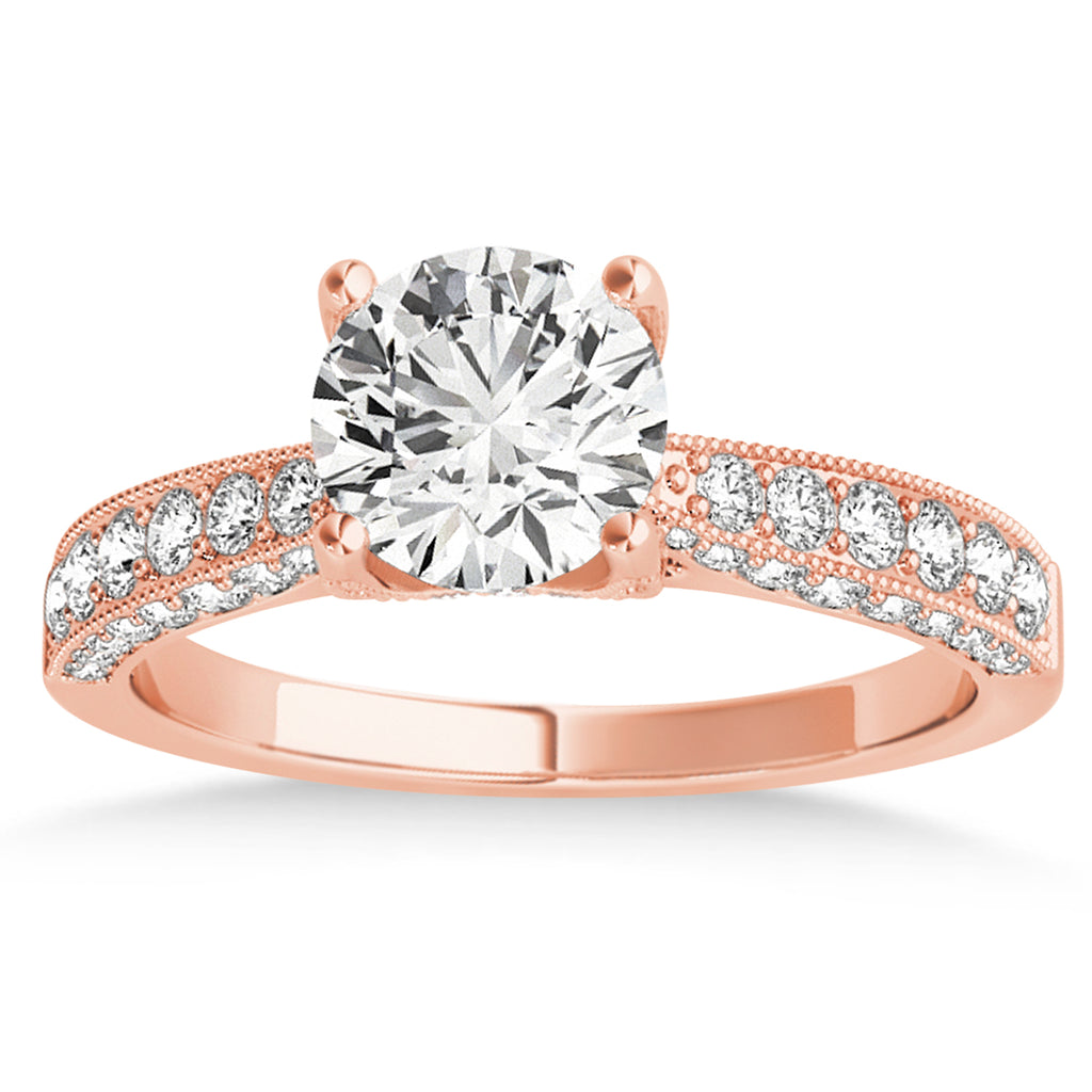 Diamond Engravable Engagement Ring in 18k Rose Gold (0.45ct)
