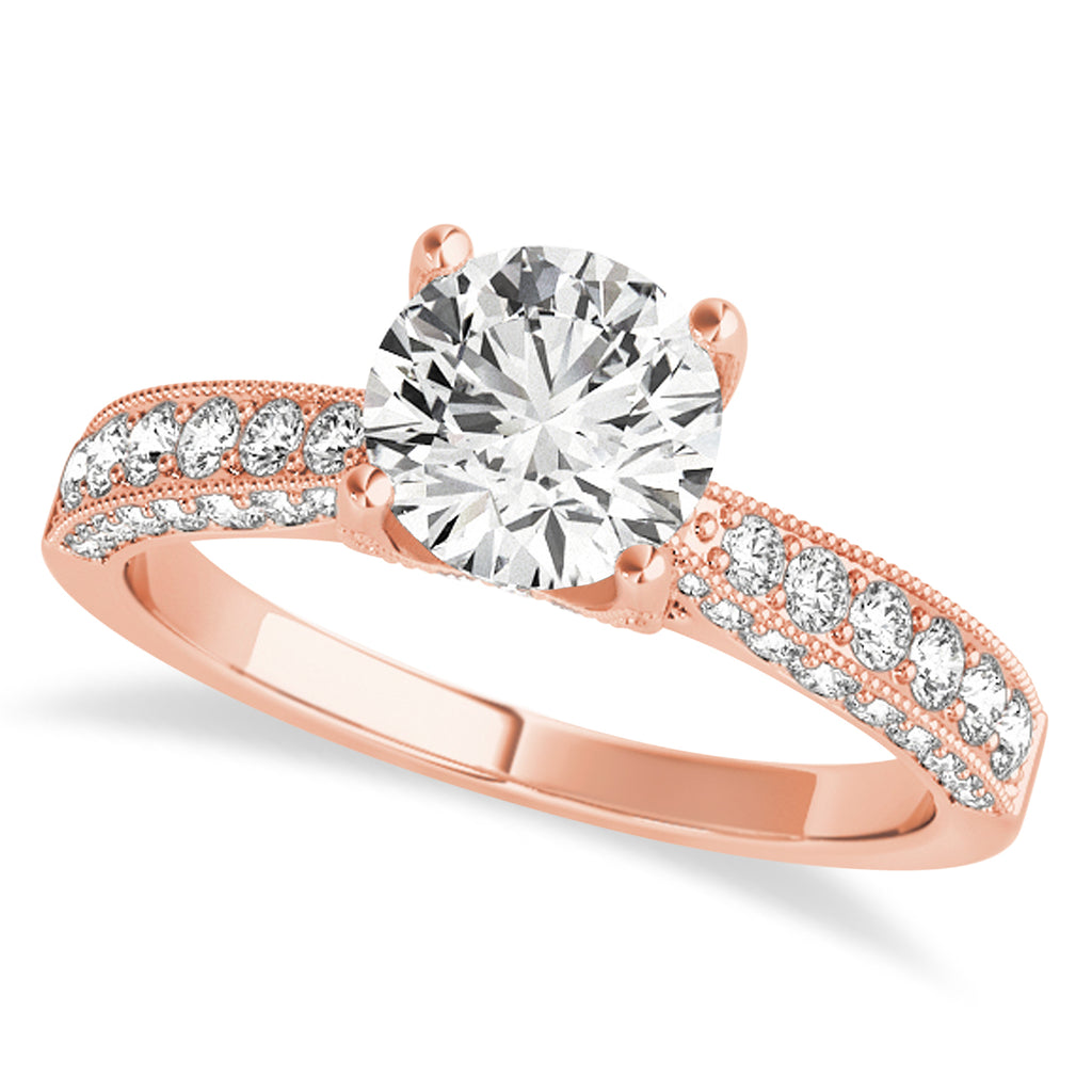 Diamond Engravable Engagement Ring in 18k Rose Gold (0.45ct)