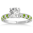 Alternating Diamond & Peridot Engravable Engagement Ring in 18k White Gold (0.45ct)