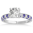 Alternating Diamond & Tanzanite Engravable Engagement Ring in 18k White Gold (0.45ct)