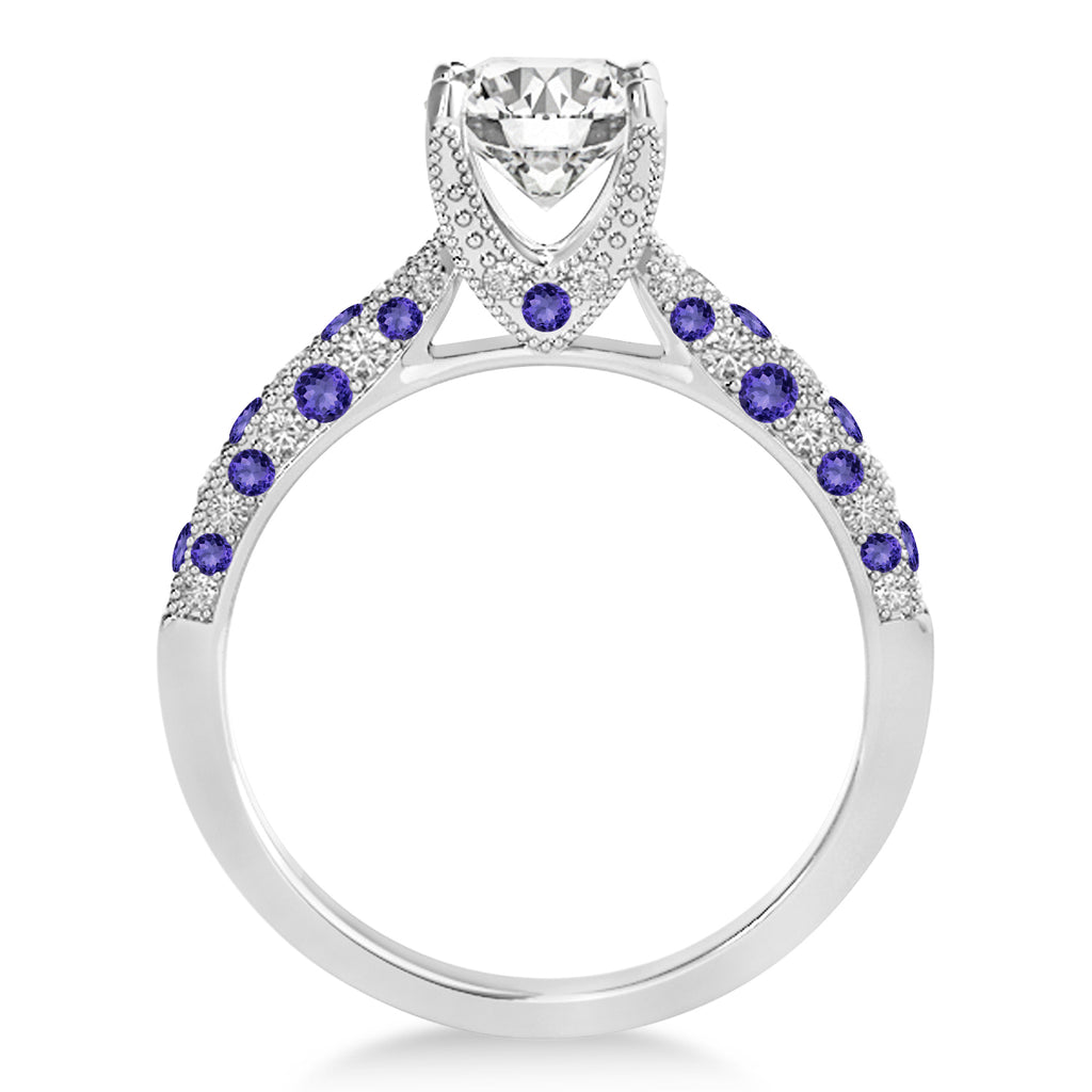 Alternating Diamond & Tanzanite Engravable Engagement Ring in 18k White Gold (0.45ct)