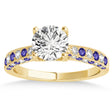 Alternating Diamond & Tanzanite Engravable Engagement Ring in 18k Yellow Gold (0.45ct)