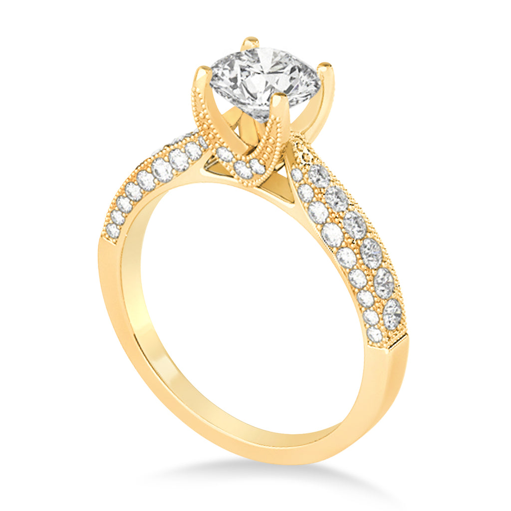 Diamond Engravable Engagement Ring in 18k Yellow Gold (0.45ct)