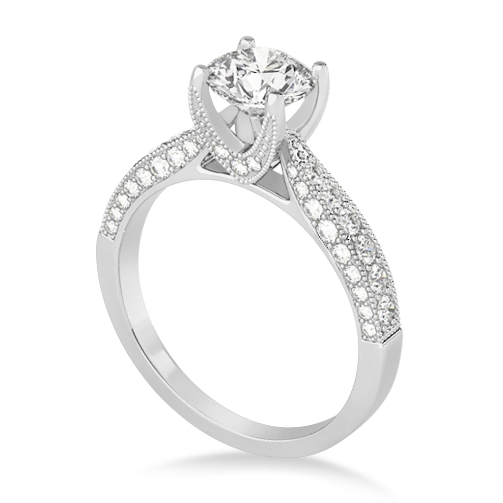 Diamond Engravable Engagement Ring in Palladium (0.45ct)