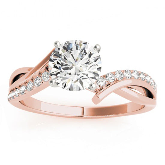 Lab Diamond Twist Bypass Engagement Ring Setting 14k Rose Gold (0.09ct)
