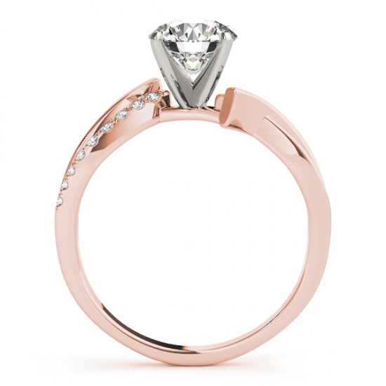 Lab Diamond Twist Bypass Engagement Ring Setting 14k Rose Gold (0.09ct)