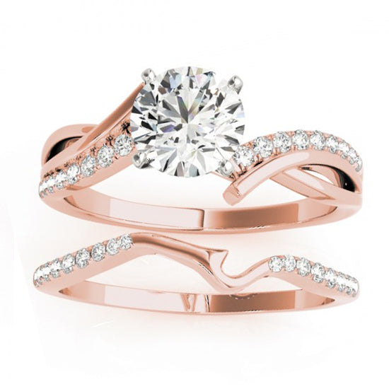 Lab Diamond Twist Bypass Bridal Set Setting 14k Rose Gold (0.17ct)