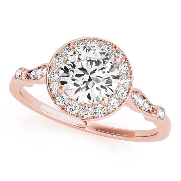 Round Diamond Halo Engagement Ring 14k Rose Gold (1.17ct)