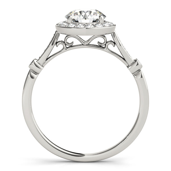 Halo Diamond Accent Engagement Ring Setting 14k White Gold (0.17ct)