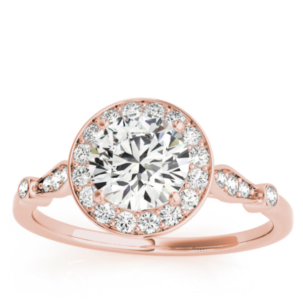 Halo Diamond Accented Bridal Set Setting 14k Rose Gold (0.25ct)