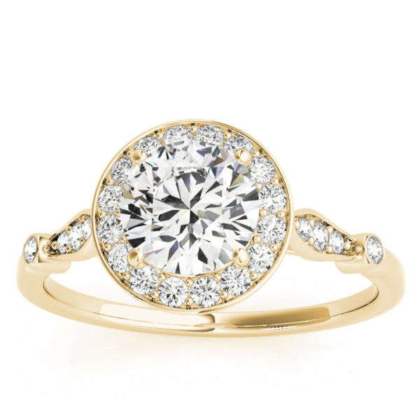 Halo Diamond Accented Bridal Set Setting 18k Yellow Gold (0.25ct)