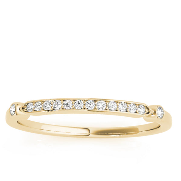 French Pave Diamond Wedding Ring Band 14k Yellow Gold (0.08)