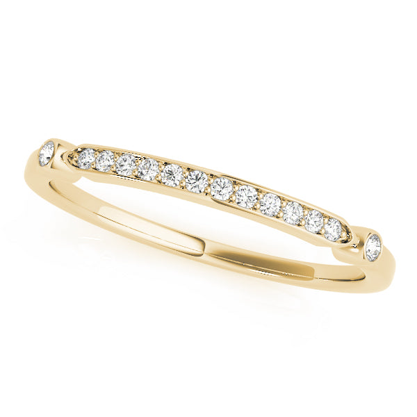 French Pave Diamond Wedding Ring Band 18k Yellow Gold (0.08)