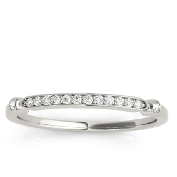 French Pave Diamond Wedding Ring Band Platinum (0.08)