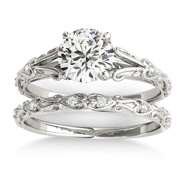 Lab Diamond Antique Style Bridal Set Palladium (0.07ct)