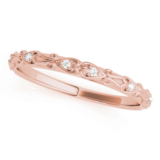 Lab Diamond Antique Style Wedding Band 14k Rose Gold (0.04ct)