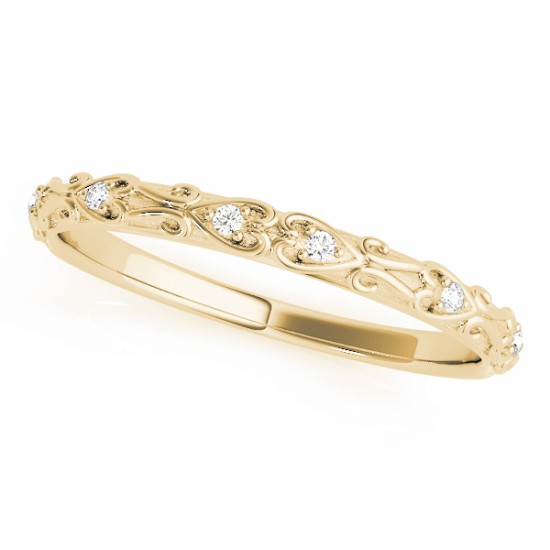 Lab Diamond Antique Style Wedding Band 18k Yellow Gold (0.04ct)