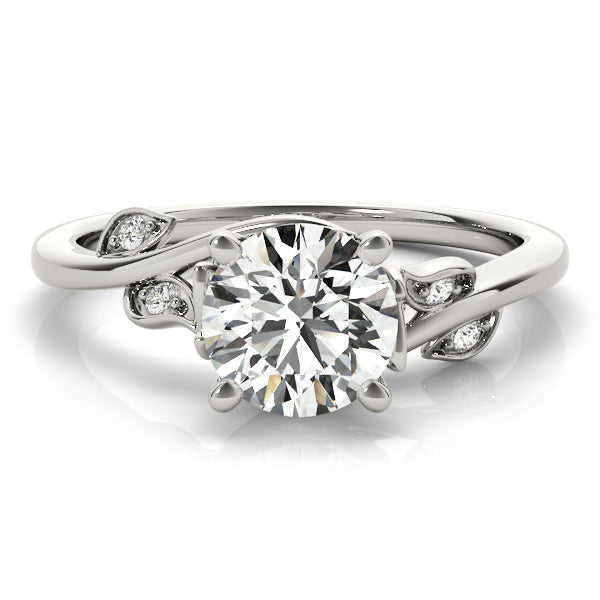 Bypass Floral Lab Diamond Floral Engagement Ring 14k White Gold (0.10ct)