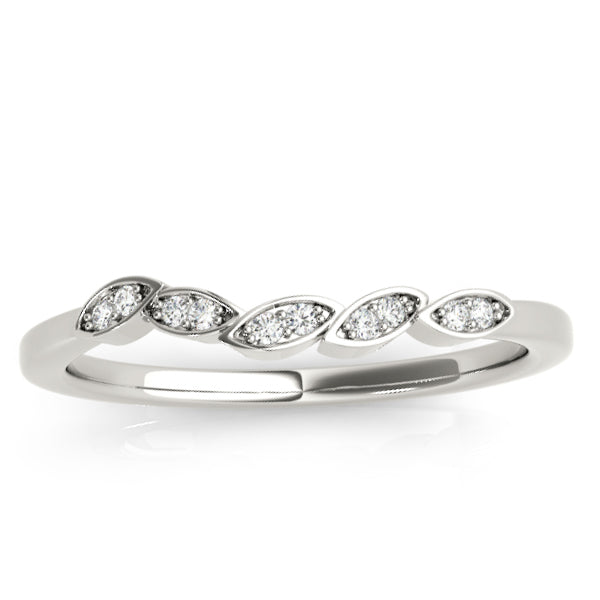Floral Diamond Wedding Ring Band 18k White Gold (0.05ct)