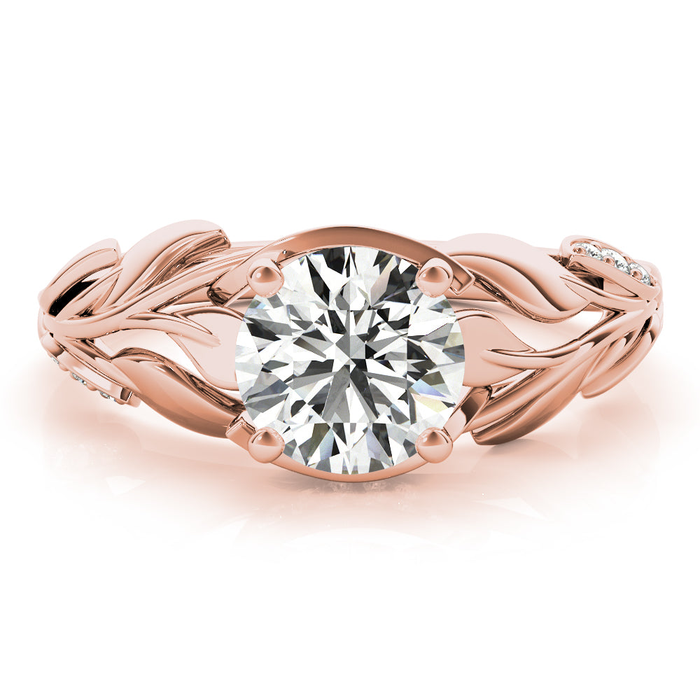 Nature-Inspired Diamond Leaf Bridal Set Setting 18k Rose Gold (0.19ct)