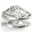 Nature-Inspired Diamond Leaf Bridal Set Setting 18k White Gold (0.19ct)