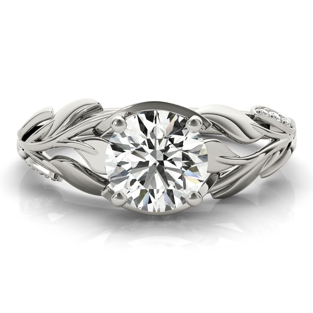 Nature-Inspired Diamond Leaf Bridal Set Setting 18k White Gold (0.19ct)