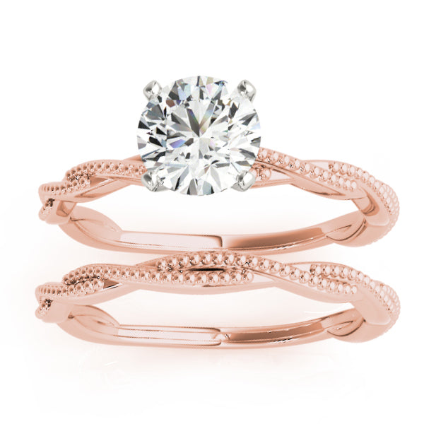 Solitaire Twist Engagement Ring & Wedding Band 14k Rose Gold