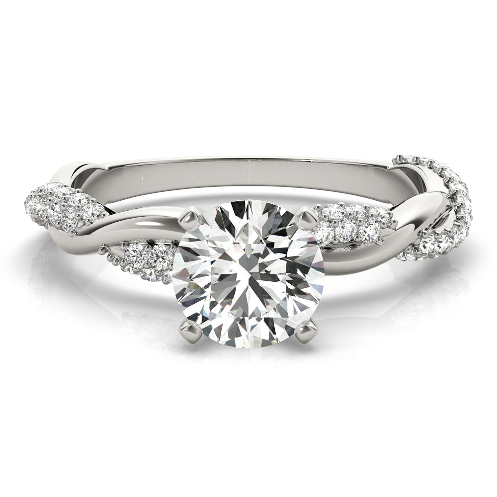 Infinity Collet Ring Setting Infinity Twist Diamond Engagement Ring Setting 14k White Gold (0.40ct)