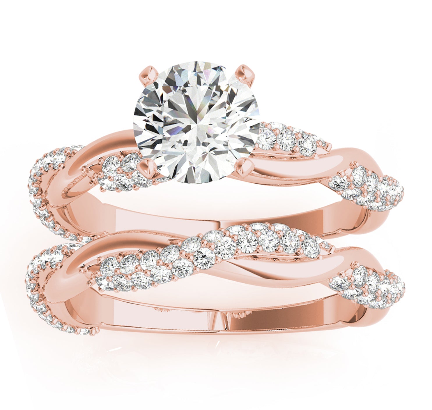 Allurez Infinity Twist Diamond Bridal Ring Set Setting 14k Rose Gold (0.80 ct) Allurez Infinity Twist Diamond Bridal Ring Set Setting 14k Rose Gold (0.80 ct)