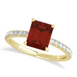 Emerald Garnet & Diamond Single Row Hidden Halo Engagement Ring 14k Yellow Gold (1.31ct)