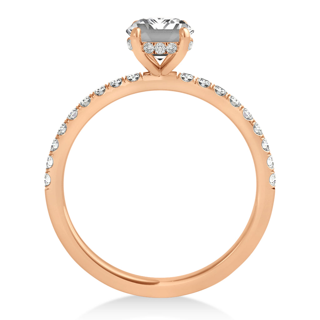 Emerald Lab Diamond Single Row Hidden Halo Engagement Ring 18k Rose Gold (1.31ct)