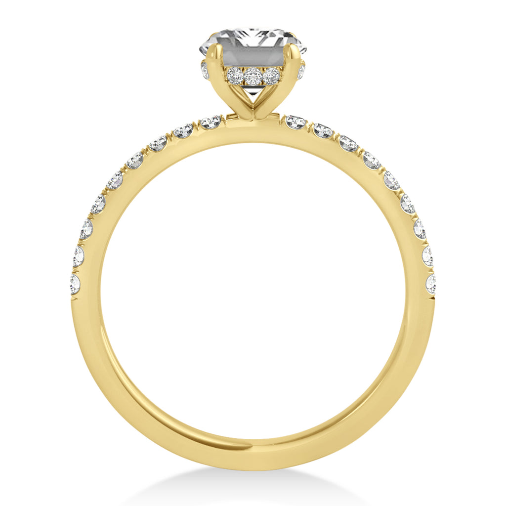 Emerald Lab Diamond Single Row Hidden Halo Engagement Ring 18k Yellow Gold (1.31ct)