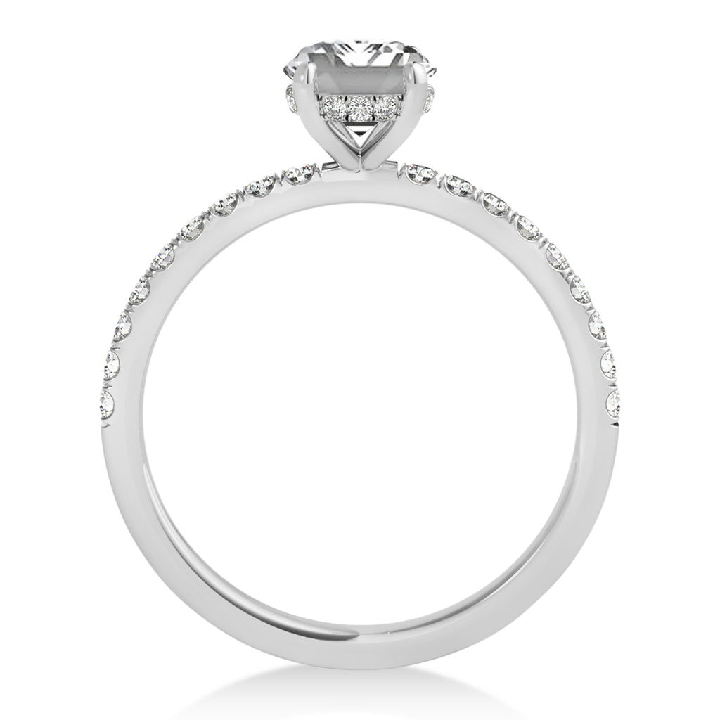 Emerald Lab Diamond Single Row Hidden Halo Engagement Ring Platinum (1.31ct)