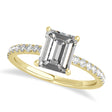 Emerald Moissanite & Diamond Single Row Hidden Halo Engagement Ring 14k Yellow Gold (1.31ct)