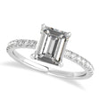 Emerald Moissanite & Diamond Single Row Hidden Halo Engagement Ring 18k White Gold (1.31ct)