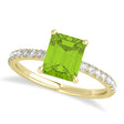Emerald Peridot & Diamond Single Row Hidden Halo Engagement Ring 14k Yellow Gold (1.31ct)