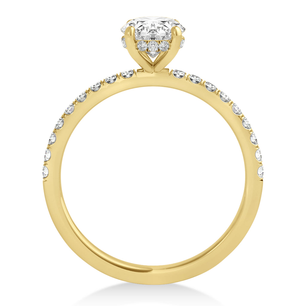 Oval Diamond Single Row Hidden Halo Engagement Ring 14k Yellow Gold (2.50ct)
