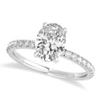 Oval Diamond Single Row Hidden Halo Engagement Ring 14k White Gold (4.00ct)